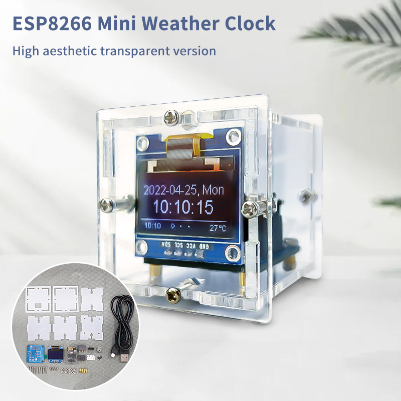 Diy Electronics Project Kit - Kit de Relógio Meteorológico Mini ESP8266